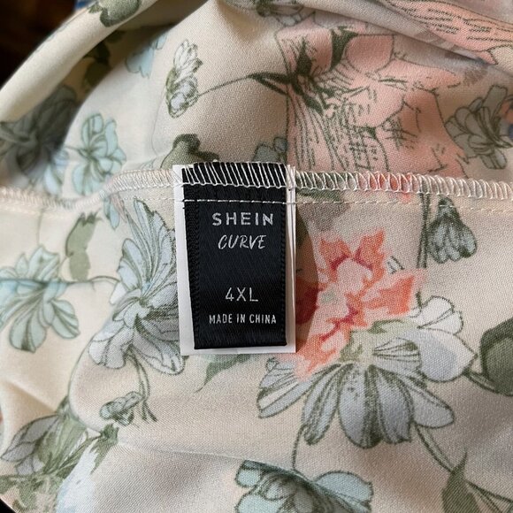 2X/3X Blue And Peach Floral Cold Shoulder Dress By Shein Curve⎜ NIB - Picture 3 of 5